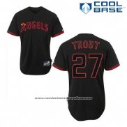 Camiseta Beisbol Hombre Los Angeles Angels Mike Trout 27 Negro Fashion Cool Base