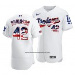 Camiseta Beisbol Hombre Los Angeles Dodgers Jackie Robinson Day Independence Day Blanco