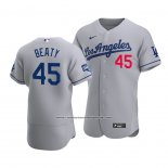 Camiseta Beisbol Hombre Los Angeles Dodgers Matt Beaty 2020 Autentico Road Gris