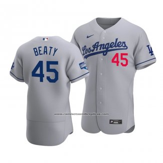 Camiseta Beisbol Hombre Los Angeles Dodgers Matt Beaty 2020 Autentico Road Gris