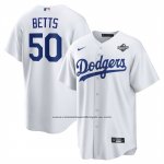 Camiseta Beisbol Hombre Los Angeles Dodgers Mookie Betts 2025 World Series Primera Replica Blanco