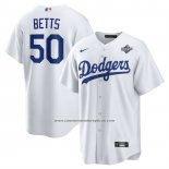 Camiseta Beisbol Hombre Los Angeles Dodgers Mookie Betts 2025 World Series Primera Replica Blanco