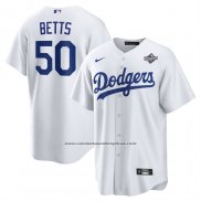 Camiseta Beisbol Hombre Los Angeles Dodgers Mookie Betts 2025 World Series Primera Replica Blanco