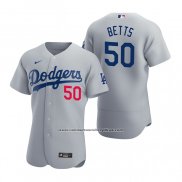 Camiseta Beisbol Hombre Los Angeles Dodgers Mookie Betts Autentico 2020 Alterno Gris