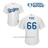 Camiseta Beisbol Hombre Los Angeles Dodgers Yasiel Puig 66 Blanco Primera Cool Base