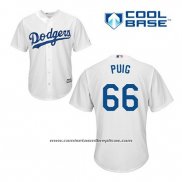 Camiseta Beisbol Hombre Los Angeles Dodgers Yasiel Puig 66 Blanco Primera Cool Base