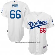 Camiseta Beisbol Hombre Los Angeles Dodgers Yasiel Puig Blanco Primera Civil Rights Conmemorativo Jugador Autentico