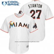 Camiseta Beisbol Hombre Miami Marlins 27 Giancarlo Stanton Blanco 2017 Cool Base