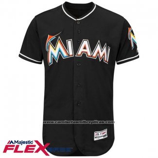 Camiseta Beisbol Hombre Miami Marlins Blank Negro Flex Base Autentico Collection