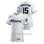 Camiseta Beisbol Hombre Miami Marlins Brian Anderson Autentico Blanco