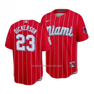 Camiseta Beisbol Hombre Miami Marlins Corey Dickerson 2021 City Connect Replica Rojo