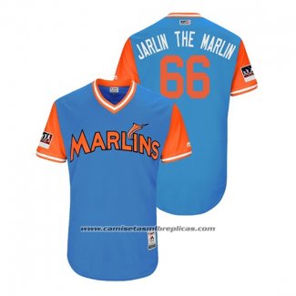 Camiseta Beisbol Hombre Miami Marlins Jarlin Garcia 2018 LLWS Players Weekend Jarlin The Marlin Azul