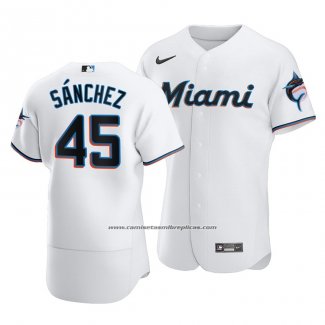 Camiseta Beisbol Hombre Miami Marlins Sixto Sanchez Autentico Primera Blanco