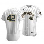 Camiseta Beisbol Hombre Milwaukee Brewers Jackie Robinson Day Autentico Blanco