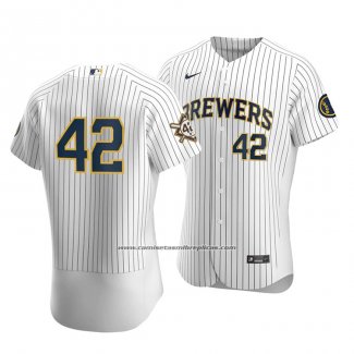 Camiseta Beisbol Hombre Milwaukee Brewers Jackie Robinson Day Autentico Blanco