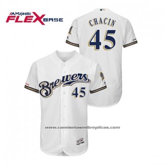 Camiseta Beisbol Hombre Milwaukee Brewers Jhoulys Chacin Autentico Flex Base Blanco