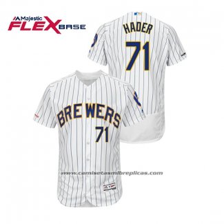 Camiseta Beisbol Hombre Milwaukee Brewers Josh Hader Autentico Flex Base Blanco Azul