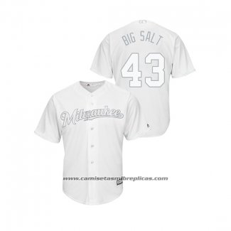 Camiseta Beisbol Hombre Milwaukee Brewers Matt Albers 2019 Players Weekend Replica Blanco