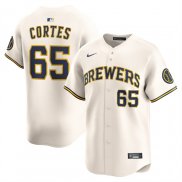 Camiseta Beisbol Hombre Milwaukee Brewers Nestor Cortes Primera Limited Crema