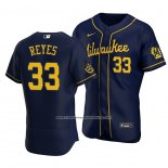 Camiseta Beisbol Hombre Milwaukee Brewers Pablo Reyes Autentico Alterno Azul