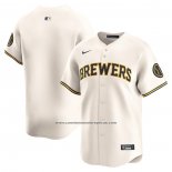 Camiseta Beisbol Hombre Milwaukee Brewers Primera Limited Crema