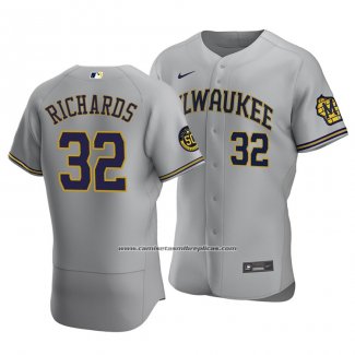 Camiseta Beisbol Hombre Milwaukee Brewers Trevor Richards Autentico Road Gris