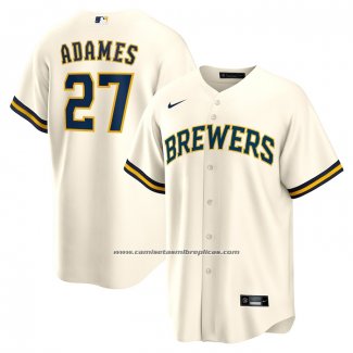 Camiseta Beisbol Hombre Milwaukee Brewers Willy Adames Replica Blanco