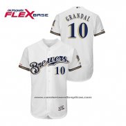 Camiseta Beisbol Hombre Milwaukee Brewers Yasmani Grandal Autentico Flex Base Blanco