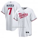 Camiseta Beisbol Hombre Minnesota Twins Joe Mauer Retired Primera Replica Blanco