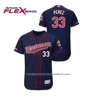 Camiseta Beisbol Hombre Minnesota Twins Martin Perez 150th Aniversario Patch Autentico Flex Base Azul2