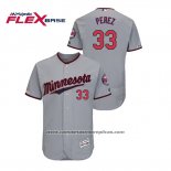 Camiseta Beisbol Hombre Minnesota Twins Martin Perez 150th Aniversario Patch Autentico Flex Base Gris