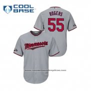 Camiseta Beisbol Hombre Minnesota Twins Taylor Rogers 2019 Postemporada Cool Base Gris