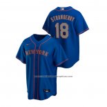 Camiseta Beisbol Hombre New York Mets Darryl Strawberry Replica Alterno Road Azul