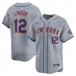 Camiseta Beisbol Hombre New York Mets Francisco Lindor Segunda Limited Gris