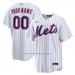 Camiseta Beisbol Hombre New York Mets Primera Replica Personalizada Blanco1