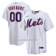 Camiseta Beisbol Hombre New York Mets Primera Replica Personalizada Blanco1