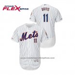 Camiseta Beisbol Hombre New York Mets Rajai Davis 150th Aniversario Patch Autentico Flex Base Blanco