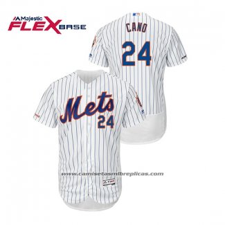 Camiseta Beisbol Hombre New York Mets Robinson Cano 150th Aniversario Patch Autentico Flex Base Blanco