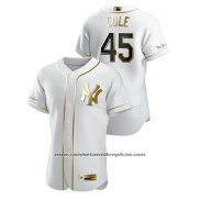 Camiseta Beisbol Hombre New York Yankees Gerrit Cole Golden Edition Autentico Blanco