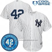 Camiseta Beisbol Hombre New York Yankees Jackie Robinson Cool Base Blanco Azul