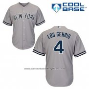 Camiseta Beisbol Hombre New York Yankees Lou Gehrig 4 Gris Cool Base