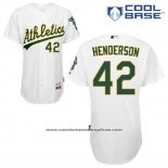 Camiseta Beisbol Hombre Oakland Athletics Dave Henderson 42 Blanco Primera Cool Base