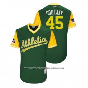 Camiseta Beisbol Hombre Oakland Athletics Jharel Cotton 2018 LLWS Players Weekend Squeaky Green