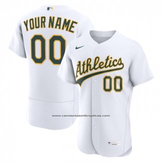 Camiseta Beisbol Hombre Oakland Athletics Primera Autentico Personalizada Blanco1