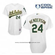 Camiseta Beisbol Hombre Oakland Athletics Rickey Henderson 24 Blanco Primera Cool Base