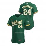 Camiseta Beisbol Hombre Oakland Athletics Rickey Henderson Autentico 2020 Alterno Verde