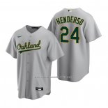 Camiseta Beisbol Hombre Oakland Athletics Rickey Henderson Replica Road Gris