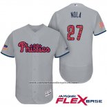 Camiseta Beisbol Hombre Philadelphia Phillies 2017 Estrellas y Rayas Aaron Nola Gris Flex Base