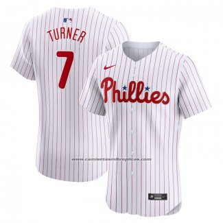 Camiseta Beisbol Hombre Philadelphia Phillies Trea Turner Primera Elite Blanco