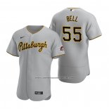 Camiseta Beisbol Hombre Pittsburgh Pirates Josh Bell Autentico Road Gris